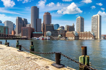 Photo for Panoramic view of Boston cityscape at Fan Pier Par - Royalty Free Image
