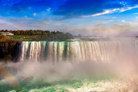 Canadian side view of Niagara Falls, Horseshoe Falls in a sunny day  in Niagara Falls, Ontario, Canada