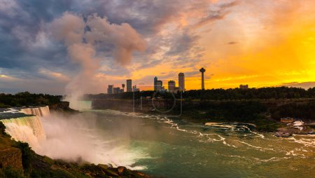 Photo for Panorama of  Night view of American falls at Niagara falls, USA, from the American Side - Royalty Free Image