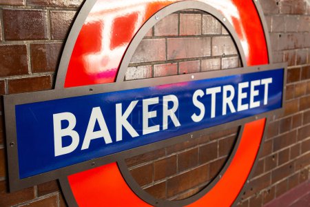 Photo for LONDON, THE UNITED KINGDOM - JUNE 26, 2022: A sign of Baker street underground station in London, England, UK - Royalty Free Image