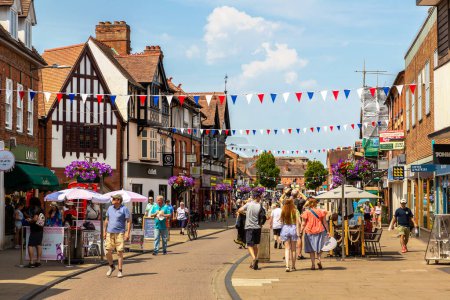 Photo for STRATFORD-UPON-AVON, UK - JUNE 11, 2022: Typical street and old buildings in Stratford upon Avon in a summer day, UK - Royalty Free Image