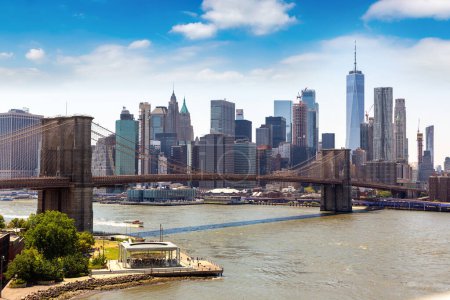 Photo for Panoramic view of Brooklyn Bridge in New York City, NY, USA - Royalty Free Image