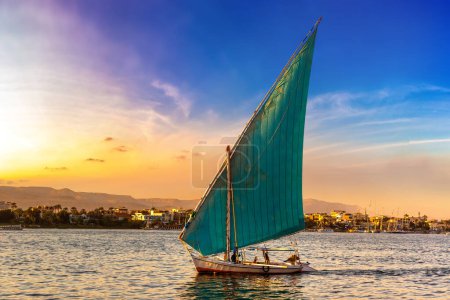 Photo for Sailboat on Nile at sunset in a summer evening - Royalty Free Image