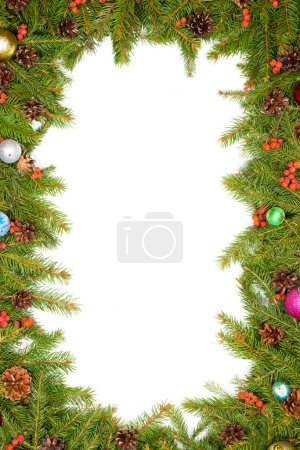 Photo for Christmas background with balls and decorations isolated on white background - Royalty Free Image