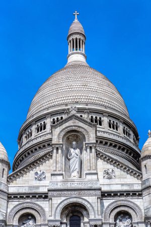 Photo for Basilica of the Sacred Heart at Montmartre hill in Paris (Basilica of Sacre Coeur) in a summer day, France - Royalty Free Image