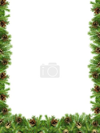 Téléchargez les photos : Cadre vert Noël isolé sur fond blanc - en image libre de droit
