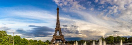 Photo for Panorama of Eiffel Tower in Paris during beautiful sunset, France - Royalty Free Image