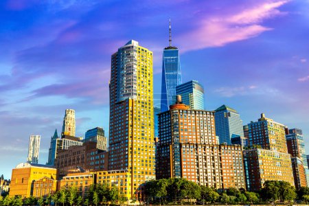 Foto de Vista panorámica del centro de Manhattan en Nueva York, EE.UU. - Imagen libre de derechos