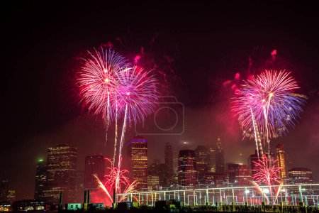 Photo for Fireworks over New York city skyline, USA - Royalty Free Image