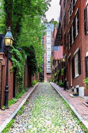 Photo for Historic Acorn Street in Boston, Massachusetts, USA - Royalty Free Image