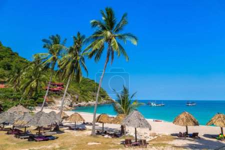 Photo for Beach parasol at Aow luek beach at Koh Tao island, Thailand - Royalty Free Image