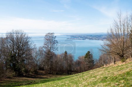 Lake Constance in spring top view, view of Lindau