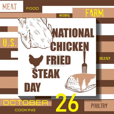 Téléchargez les illustrations : L "événement calendrier est célébré en Octobre - Poulet Fried Steak Day - en licence libre de droit