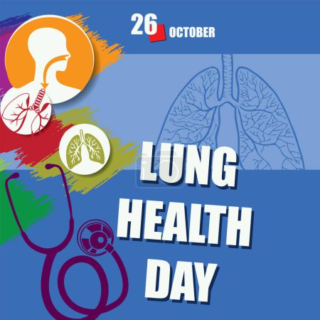 Téléchargez les illustrations : L "événement calendrier est célébré en octobre - Journée de la santé pulmonaire - en licence libre de droit