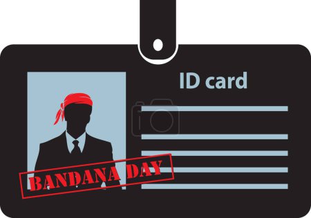 Téléchargez les illustrations : Carte d'identité pour Bandana Day sur un clip. Illustration vectorielle. - en licence libre de droit