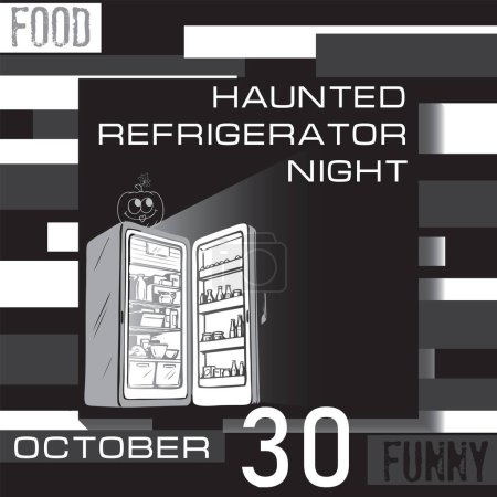 Téléchargez les illustrations : L "événement du calendrier est célébré en Octobre - Haunted Refrigerator Night - en licence libre de droit