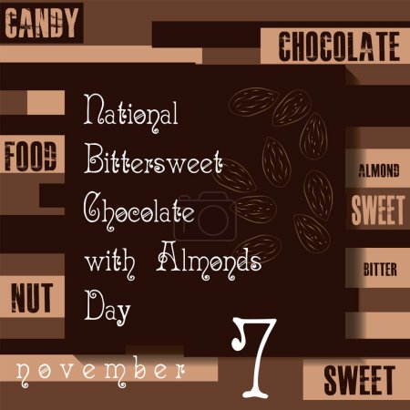 Téléchargez les illustrations : L "événement du calendrier est célébré en novembre - Chocolat doux-amer avec Journée des amandes - en licence libre de droit