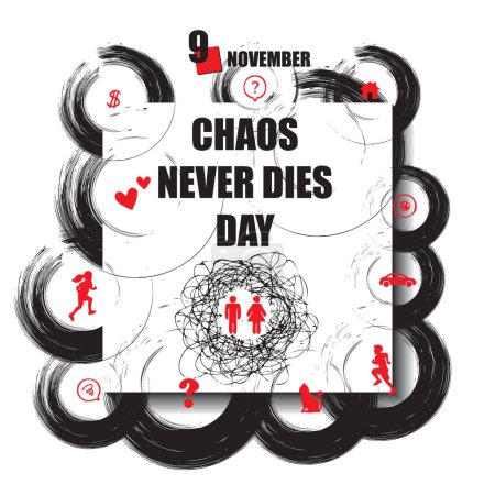 Ilustración de El evento del calendario se celebra en noviembre - Chaos Never Dies Day - Imagen libre de derechos