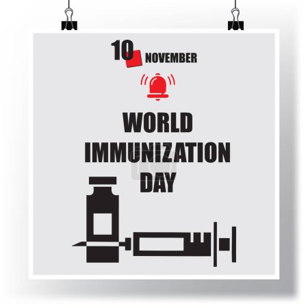 Téléchargez les illustrations : L "événement calendrier est célébré en novembre - Journée mondiale de la vaccination - en licence libre de droit