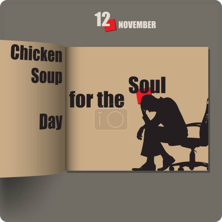 Illustration for Album spread with a date in November - Chicken Soup for the Soul Day - Royalty Free Image