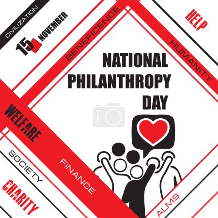 Téléchargez les illustrations : L "événement calendrier est célébré en novembre - Journée nationale de la philanthropie - en licence libre de droit