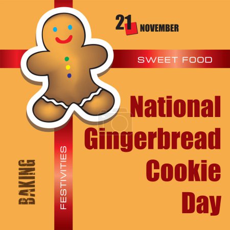 Téléchargez les illustrations : L "événement du calendrier est célébré en Novembre - Gingerbread Cookie Day - en licence libre de droit