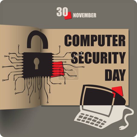 Ilustración de Álbum de difusión con una fecha en noviembre - Día de la Seguridad Informática - Imagen libre de derechos
