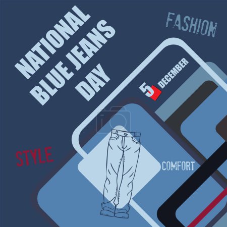 Téléchargez les illustrations : L "événement du calendrier est célébré en décembre - Journée nationale du jeans bleu - en licence libre de droit