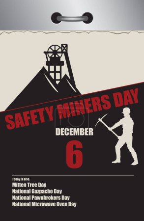 Illustration for Old style multi-page tear-off calendar for December - National Miners Day - Royalty Free Image
