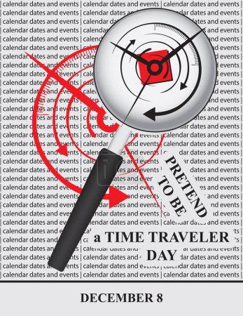 Téléchargez les photos : Illustration créative pour les dates et les événements du calendrier en décembre - prétendre être une journée du voyageur dans le temps - en image libre de droit