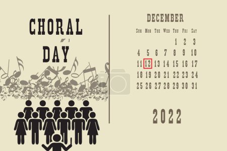 Illustration for Calendar page with a calendar grid by dates for a holiday event - Choral Day - Royalty Free Image