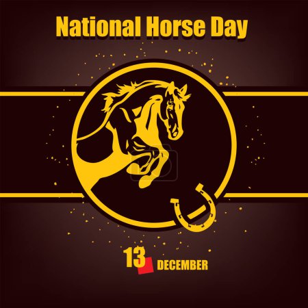 Téléchargez les illustrations : L "événement calendrier est célébré en décembre - Journée nationale du cheval - en licence libre de droit