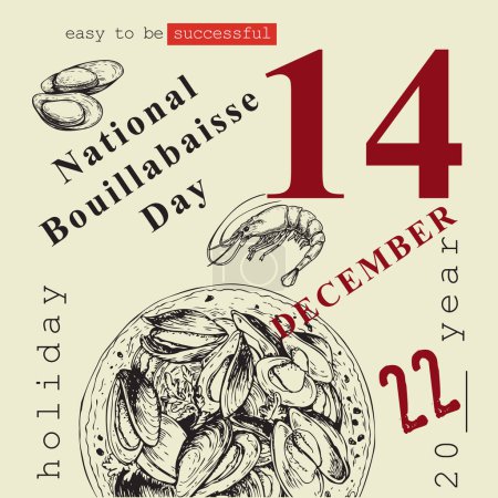Ilustración de El evento del calendario se celebra en diciembre - Día Nacional de la Bouillabaisse - Imagen libre de derechos