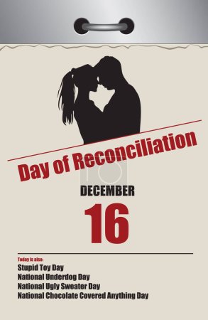 Illustration for Old style multi-page tear-off calendar for December - Day of Reconciliation - Royalty Free Image