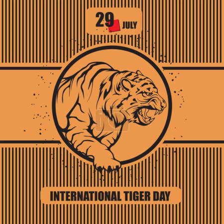 Téléchargez les illustrations : L "événement calendrier est célébré en juillet - Journée internationale du tigre - en licence libre de droit