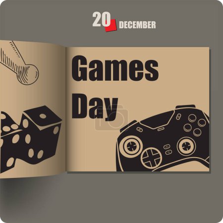 Illustration for Album spread with a date in December - Games Day - Royalty Free Image
