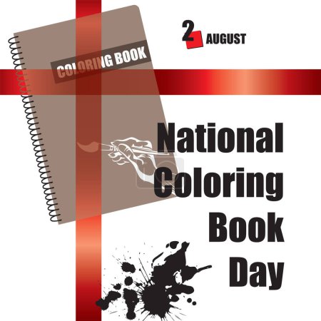 Téléchargez les illustrations : L "événement du calendrier est célébré en août - Journée nationale du livre à colorier - en licence libre de droit
