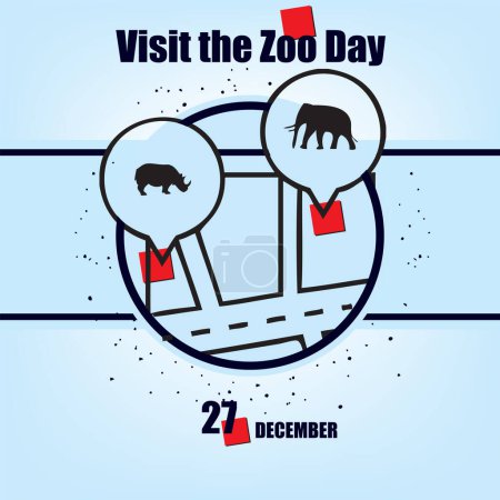 Téléchargez les illustrations : L "événement du calendrier est célébré en décembre - Visitez le jour du zoo - en licence libre de droit