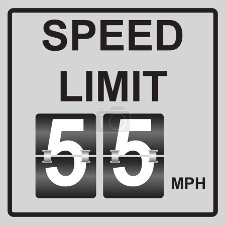 Illustration for Speed limit with changeover board - 55 mph Speed Limit - Royalty Free Image