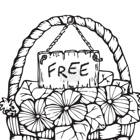 Illustration for Free Flower Basket as a present. Vector illustration - Royalty Free Image