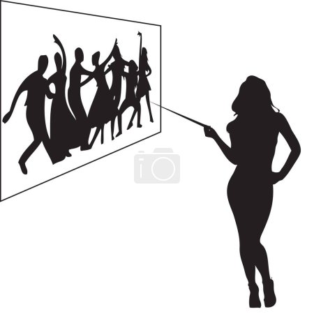 Illustration for Dance teacher near the blackboard conducts a lesson - Royalty Free Image