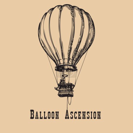 Ilustración de The Balloon Ascension vector poster is made in a retro style with respect to the typeface - Imagen libre de derechos