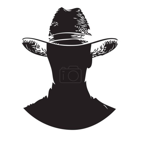 Male head with a hat on his head. Vector illustration.