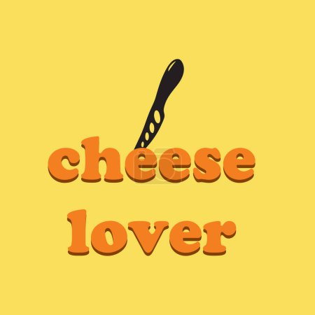Ilustración de Poster dedicated to cheese lovers with a specialized knife. - Imagen libre de derechos