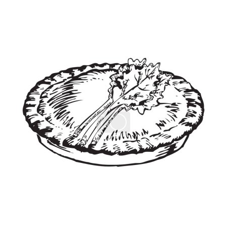 Ilustración de Healthy and delicious dessert Rhubarb Pie. Vector illustration. - Imagen libre de derechos