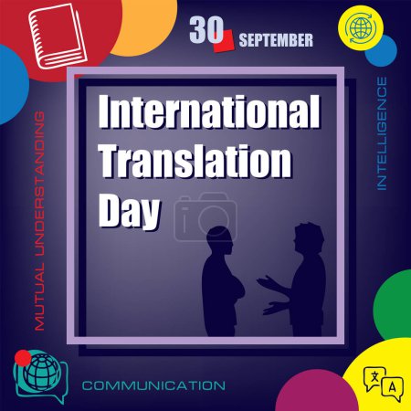 Téléchargez les illustrations : L "événement calendrier est célébré en septembre - Journée internationale de la traduction - en licence libre de droit