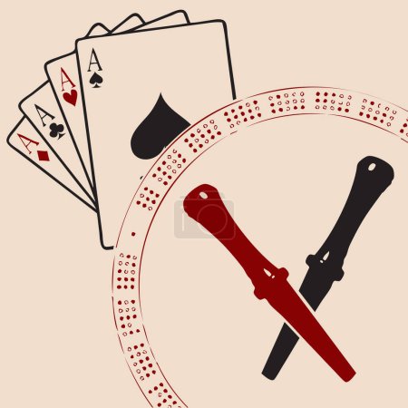 Illustration for Cribbage is a 2-player card game popular all over the world. - Royalty Free Image