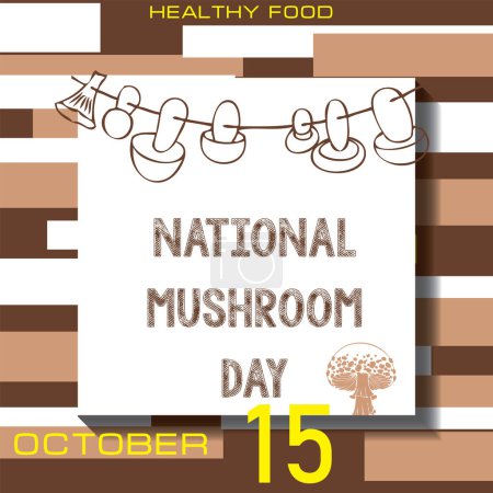 Téléchargez les illustrations : L'événement du calendrier est célébré en Octobre - Journée des champignons - en licence libre de droit