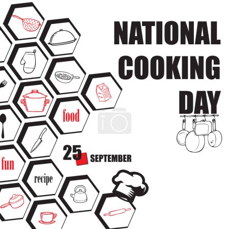 Téléchargez les illustrations : L "événement du calendrier est célébré en septembre - Journée nationale de la cuisine - en licence libre de droit