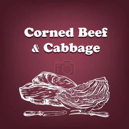 Illustration for Traditional dish from Ireland Corned Beef and Cabbage - Royalty Free Image
